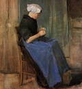 young scheveningen woman knitting