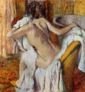 After the Bath Woman Drying Herself circa 1890 1895 National Gallery London England Drawing pastel