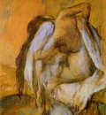 After the Bath Woman Drying Herself circa 1895 1905 Staatsgalerie Stuttgart Germany Drawing pastel