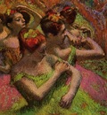 Ballerinas Adjusting Their Dresses circa 1899 Private collection Drawing pastel