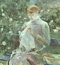 Young Woman Sewing in a Garden CGF