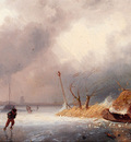 Leickert Charles A Winter Landscape With Skaters On A Frozen Waterway