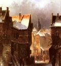 Leickert Charles Henri Joseph A Dutch Town In Winter