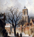 Leickert Charles Henri Joseph A Village Snow Scene