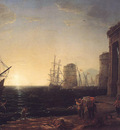 Harbour Scene at Sunset WGA