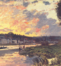 Monet The Seine at Bougival in the Evening