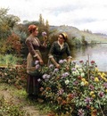 Knight Daniel Ridgway Peasant Girls in Flower Garden
