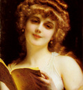 Piot Adolphe A Blonde Beauty Holding A Book