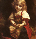 Piot Adolphe A Little Girl Holding A Bird
