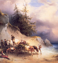 Gauermann F Heimkehr von der Jagd Am Attersee