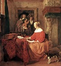 METSU Gabriel A Woman Seated At A Table And A Man Tuning A Violin