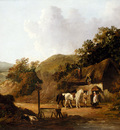 Morland George Taking Refreshments Outside A Village Inn