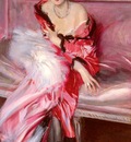 Boldini Giovanni Portrait Of Madame Juillard In Red