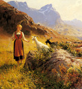 Dahl Hans An Alpine Landscape With A Shepherdess And Goals