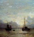Mesdag Hendrik Willem Fishing Boats Near The Coast