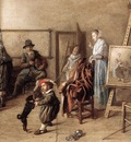 MOLENAER Jan Miense Painter In His Studio Painting A Musical Company