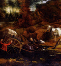 Siberechts Jan Figures With A Cart And Horses Fording A Stream