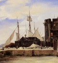 Corot Honfleur The Old Wharf