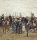 A French Cavalry Officer Guarding Captured Bavarian Soldiers