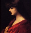 Henner Jean Jacques Study Of A Woman In Red