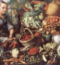 BEUCKELAER Joachim Market Woman With Fruit Vegetables And Poultry