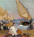 Sorolla y Bastida Joaquin Sailing Vessels on a Breezy Day Valencia