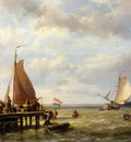 Hermanus Koekkoek Provisioning a Tall Ship at Anchor