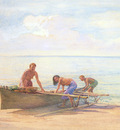 Women Drawing up a Canoe