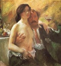 Corinth Lovis Self portrait with his Wife and a Glass of Champagne