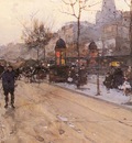 Loir Luigi A Parisian Street Scene With Sacre Coeur In The
