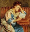 Cassatt Mary Mrs  Duffee Seated on a Striped Sofa Reading