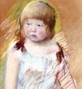 Cassatt Mary Child with Bangs in a Blue Dress