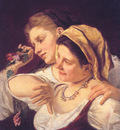 Two Women Throwing Flowers
