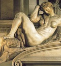 Michelangelo Tomb of Giuliano de Medici detail Night
