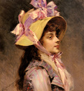 Garreta Raimundo De Madrazo portrait Of A Lady In Pink Ribbons