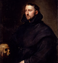 Dyck Anthony Van Portrait Of A Monk Of The Benedictine Order Holding A Skull