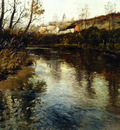 Frits Thaulow Elvelandskap River Landscape