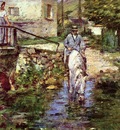 Robinson Theodore Pere Trognon and His Daughter at the Bridge