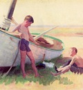 Anschutz Thomas P Two Boys by a Boat Near Cape May