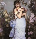 Toulmouche Auguste A Young Woman In A Rose Garden