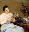 Gilbert Victor Arranging Flowers For A Spring Bouquet