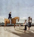 KOBELL Wilhelm von Gentleman On Horseback And Country Girl On The Banks Of The Isar Near Munich