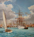 The barque Clan Macleod leaving Auckland, New Zealand.