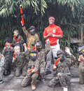 Playing paintball with a children birthday party kinderfeestje kinderpaintball
