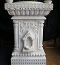 White marble carved tulsi planter