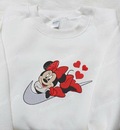 Nike x Minnie Mouse Love Hearts Embroidered Sweatshirt, Walt Disney Embroidered Hoodie, Nike Inspired Embroidered T-shirt